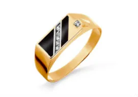 Золотые мужские кольца с эмалью