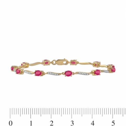 Золотой браслет с овальными рубинами и бриллиантами