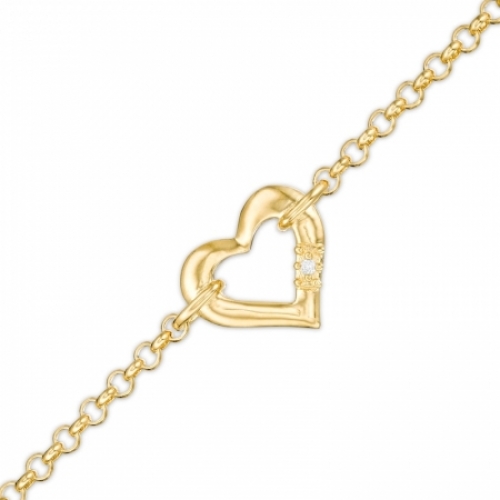 Серебряный браслет-анклет с вставками в форме сердца и белыми круглыми гидротермальными сапфирами