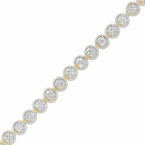 Серебряный браслет с круглыми бриллиантами
