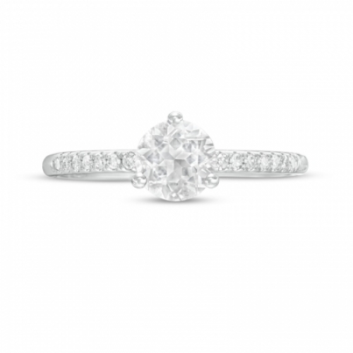 Женское кольцо из белого золота 585 пробы с белым топазом и бриллиантами