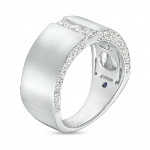 Обручальное кольцо из белого золота 585 пробы с сапфиром и бриллиантами