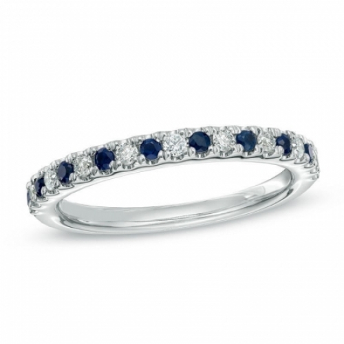 Обручальное кольцо "День и ночь" с сапфирами и бриллиантами