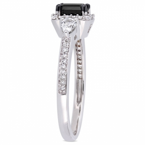 Женское кольцо из белого золота 585 пробы с сапфирами и бриллиантами