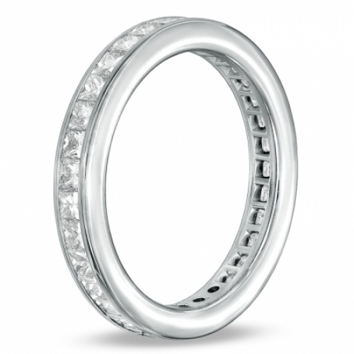 Обручальное кольцо из белого золота 750 пробы "Строгая роскошь" с бриллиантами