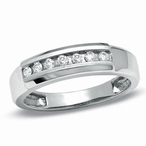 Обручальное кольцо "Сражённая пряматой" из белого золота с бриллиантами