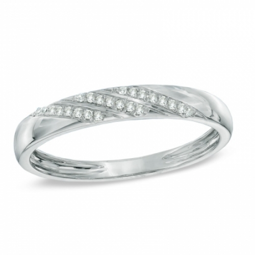 Обручальное кольцо из белого золота с бриллиантами
