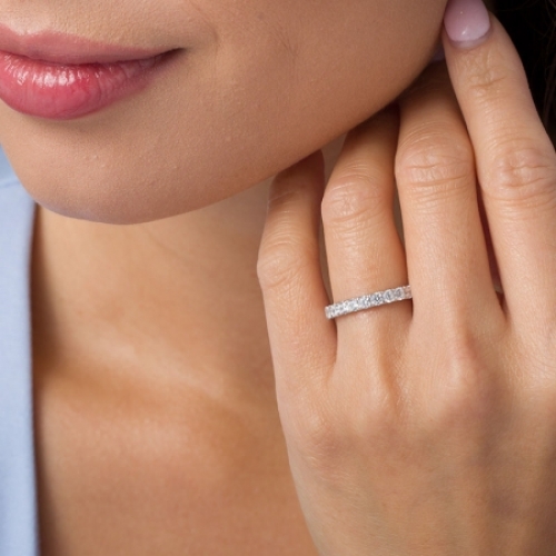 Обручальное кольцо "Шик и блеск" из белого золота с бриллиантами