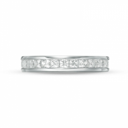 Обручальное кольцо "Стильная принцесса" из белого золота с бриллиантами по кругу