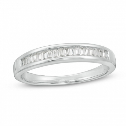 Обручальное кольцо из белого золота бриллиантами огранки багет