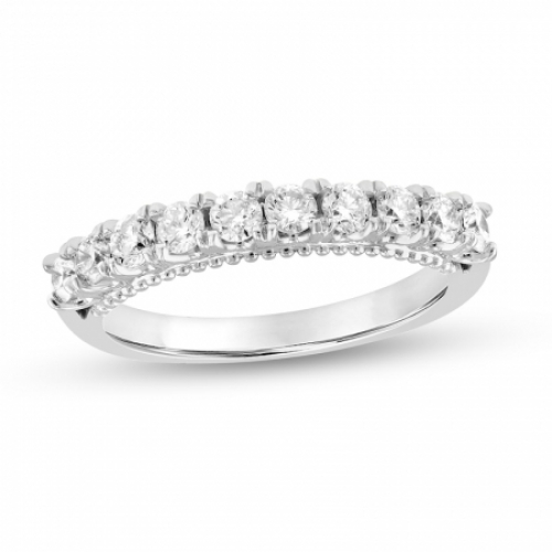 Узкое обручальное кольцо из белого золота с большими бриллиантами