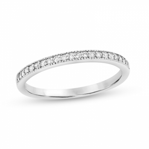 Узкое обручальное кольцо из белого золота с бриллиантами
