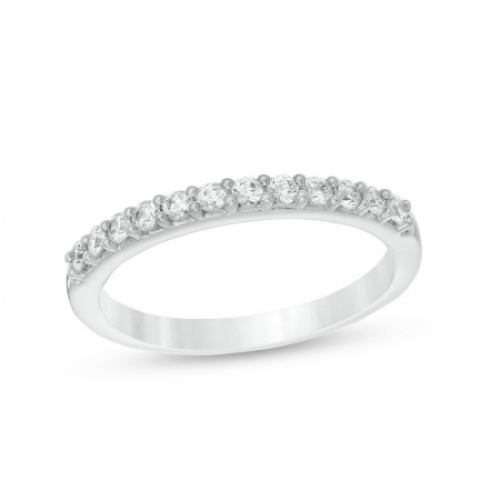 Узкое обручальное кольцо из белого золота 750 пробы с бриллиантами