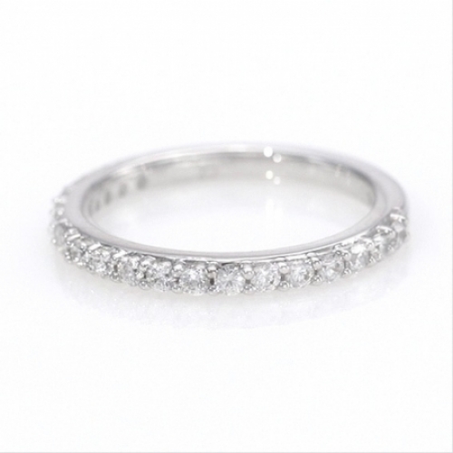 Узкое обручальное кольцо из белого золота 750 пробы с бриллиантами