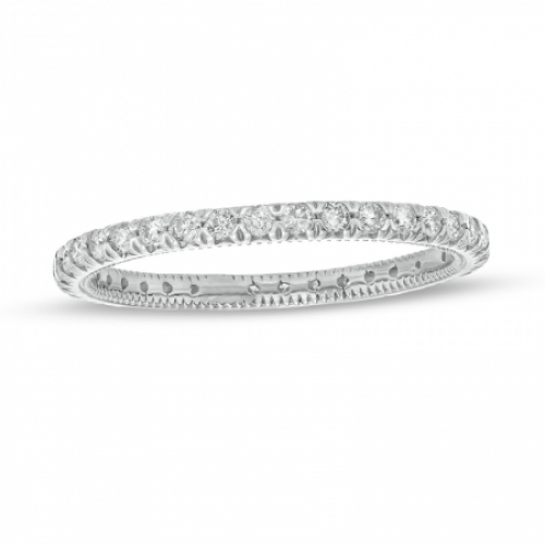 Узкое обручальное кольцо из белого золота с бриллиантами по окружности