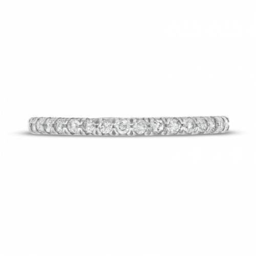 Узкое обручальное кольцо из белого золота с бриллиантами по окружности