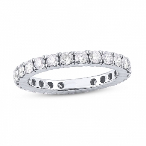 Обручальное кольцо дорожка из белого золота с большими бриллиантами по окружности кольца