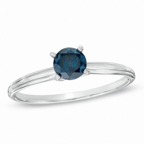 Женское кольцо из белого золота 585 пробы с голубым бриллиантом