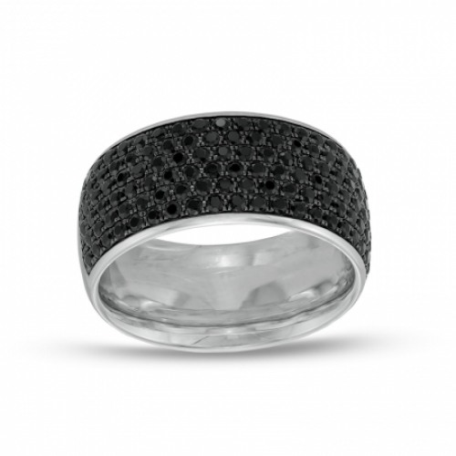 Мужское кольцо из белого золота 585 пробы с черным бриллиантом