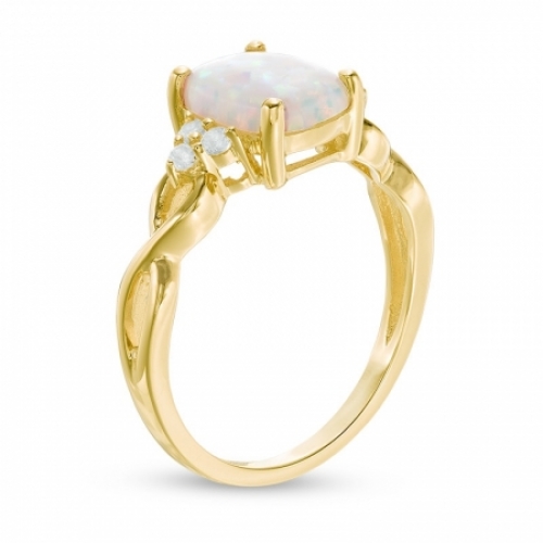 Женское кольцо из желтого золота 585 пробы с опалом и белым топазом