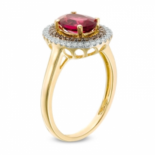Женское кольцо из желтого золота 585 пробы с турмалином и бриллиантами