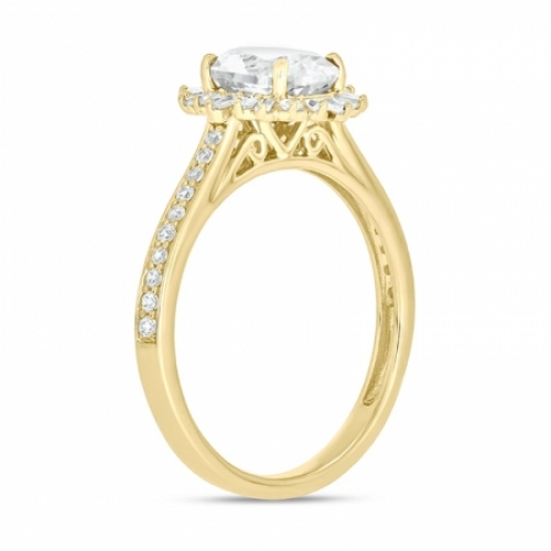 Женское кольцо из желтого золота 585 пробы с белым сапфиром и бриллиантом