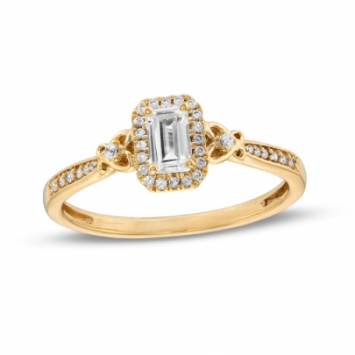 Помолвочное кольцо из серебра 925 пробы с белым сапфиром и бриллиантом