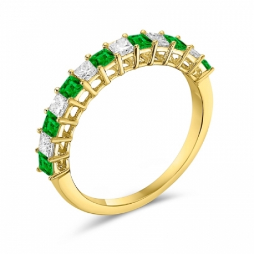 Женское кольцо из желтого золота 585 пробы с изумрудом и бриллиантами
