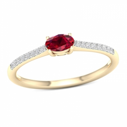 Женское кольцо из желтого золота 585 пробы с рубином и бриллиантами