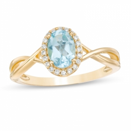 Женское кольцо из желтого золота 585 пробы с топазом и бриллиантами