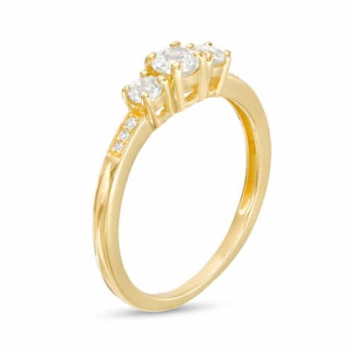 Женское кольцо из желтого золота 585 пробы с белым топазом и бриллиантами