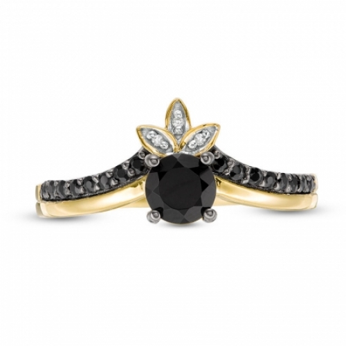 Женское кольцо из желтого золота 585 пробы со шпинелью и бриллиантами