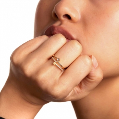 Женское кольцо из серебра 925 пробы с Swarovski Zirconia и лабрадоритом