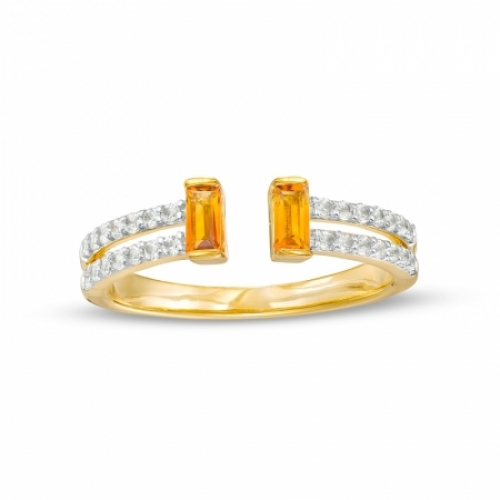 Женское кольцо из серебра 925 пробы с белым сапфиром и цитрином
