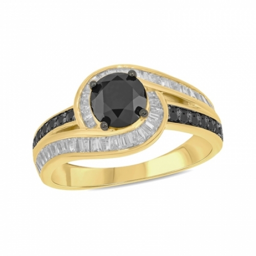 Женское кольцо из желтого золота 585 пробы с сапфироми бриллиантами