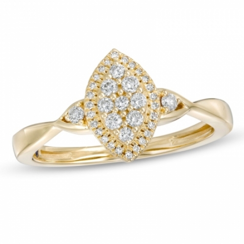 Помолвочное кольцо из желтого золота 585 пробы с сапфиром и бриллиантами