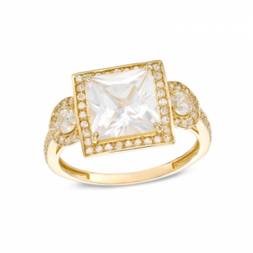 Женское кольцо из желтого золота 585 пробы с белыми сапфирами