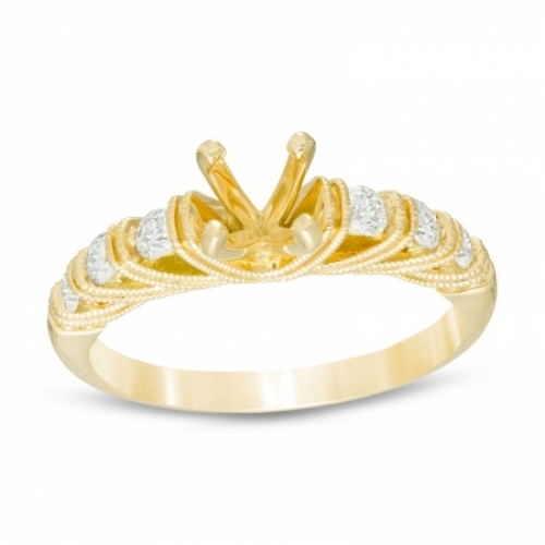 Оправа для кольца из желтого золота 585 пробы с бриллиантом