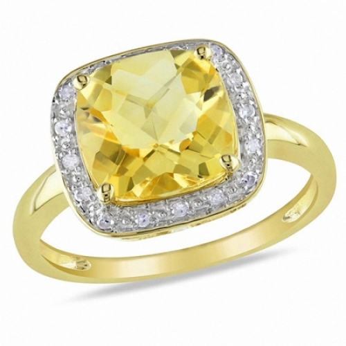 Женское кольцо из желтого золота 585 пробы с цитрином
