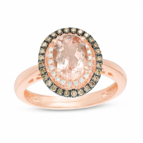 Женское кольцо из золота 585 пробы с морганитом и бриллиантами
