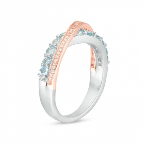Женское кольцо из серебра 925 пробы с аквамарином и бриллиантом