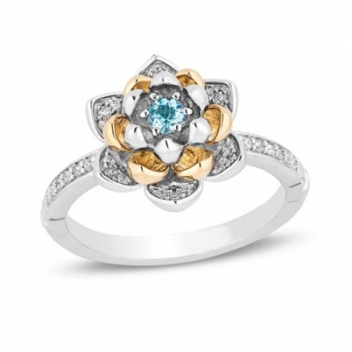 Женское кольцо из серебра 925 пробы с топазом и бриллиантами