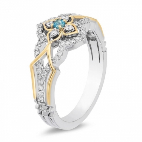 Женское кольцо из серебра 925 пробы с топазом и бриллиантами