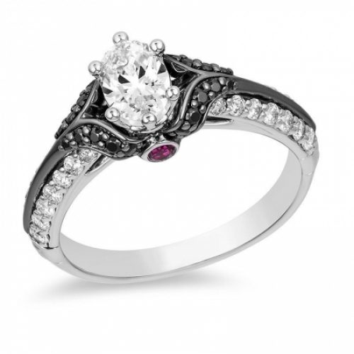 Женское кольцо из золота 585 пробы с бриллиантом и рубином