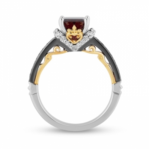 Женское кольцо из золота 585 пробы с гранатом и бриллиантами