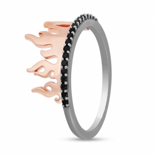 Женское кольцо из серебра 925 пробы с черным бриллиантом