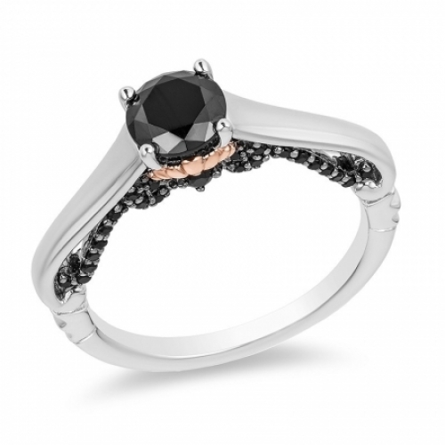 Женское кольцо из золота 585 пробы с черным бриллиантом