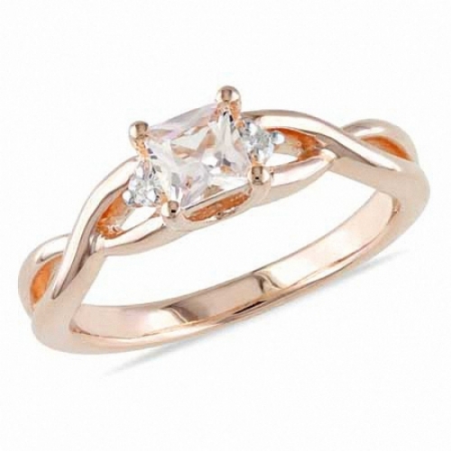 Женское кольцо из серебра 925 пробы с морганитом и бриллиантами