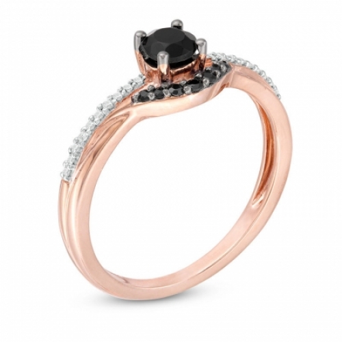 Женское кольцо из красного золота 585 пробы со шпинелью и бриллиантами