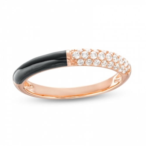 Женское кольцо из серебра 925 пробы с эмалью и бриллиантами